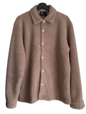 Simons Le 31 Men's Taupe Sherpa Button-Front Jacket Coat Fall Autumn Basic boho